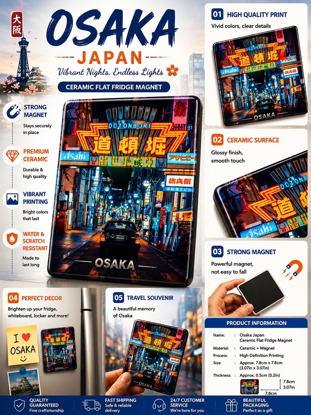 Osaka Japan Ceramic Fridge Magnet