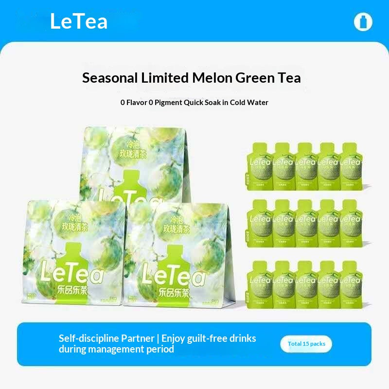 LeTea Cold Brew Melon Green Tea – Oriental Wellness Slim Tea with Rose Melon Flavor | Healthy Fitness Hydration Tea for Fat Burn & Daily Energy