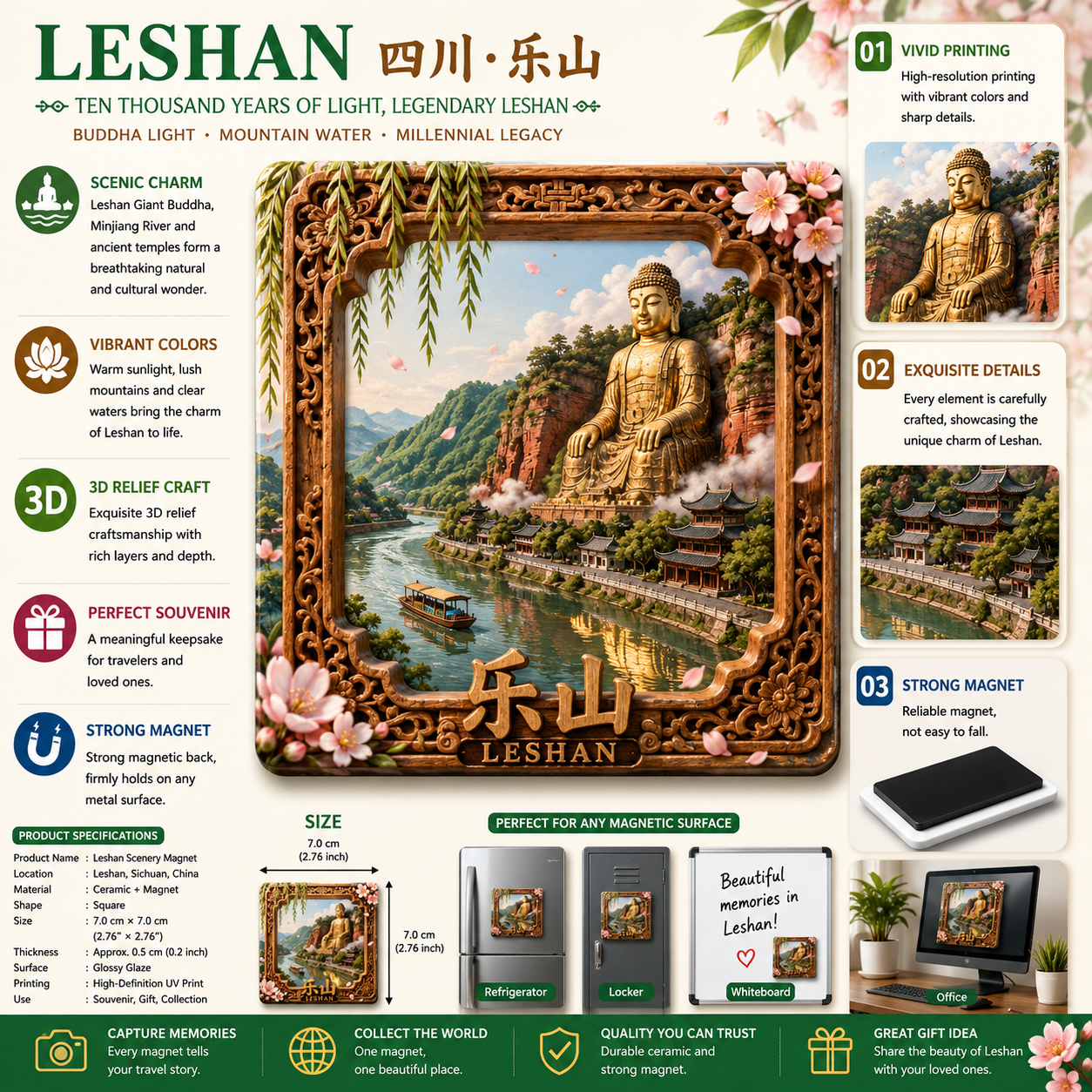 Leshan Giant Buddha Ceramic Fridge Magnet