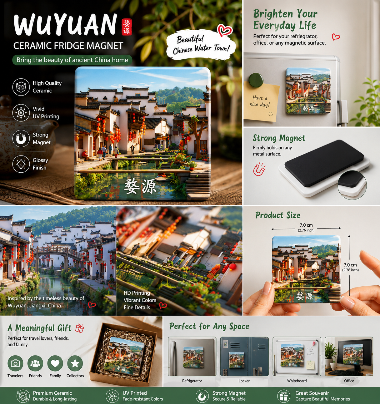 Wuyuan Countryside Serenity Ceramic Fridge Magnet – Slow Living & Oriental Countryside Collection