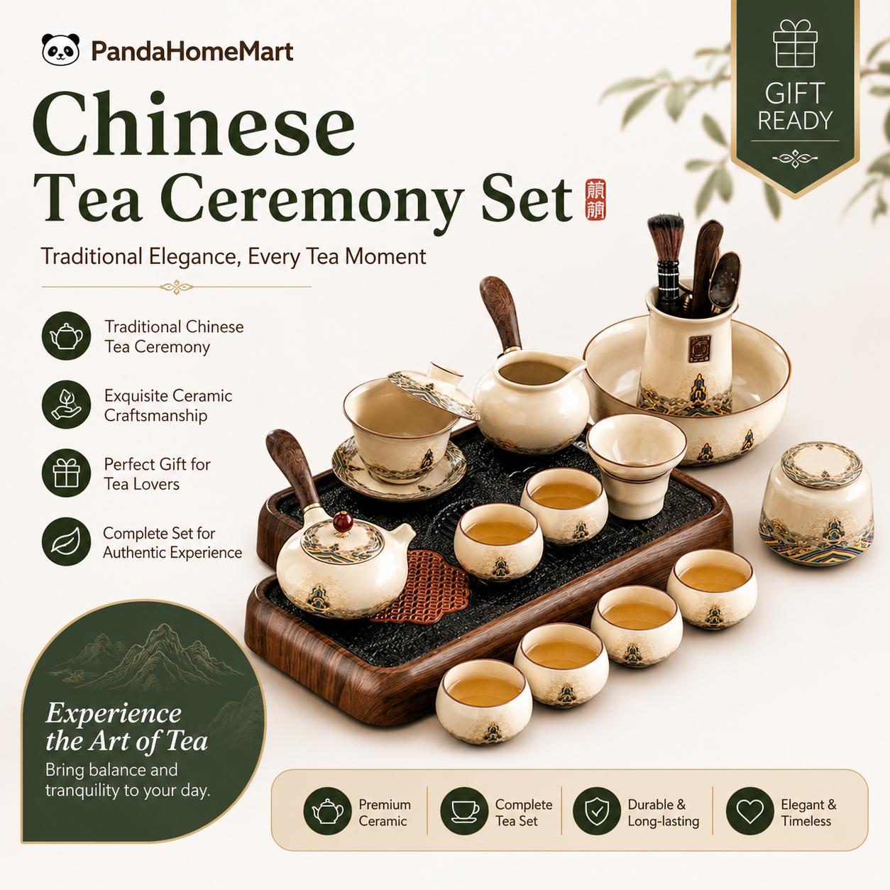 Mountain Serenity Chinese Tea Ceremony Set™ | Premium Ceramic Gongfu Tea Set