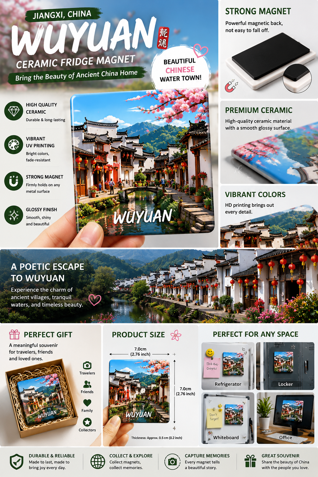 Wuyuan Countryside Serenity Ceramic Fridge Magnet – Slow Living & Oriental Countryside Collection