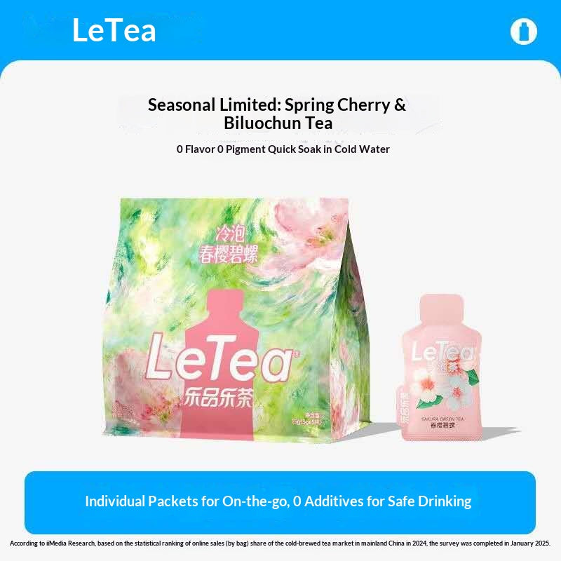 LeTea Seasonal Sakura Green Tea – Limited Edition Cherry Blossom Cold Brew Tea Bags | Floral Japanese-Inspired Wellness Tea