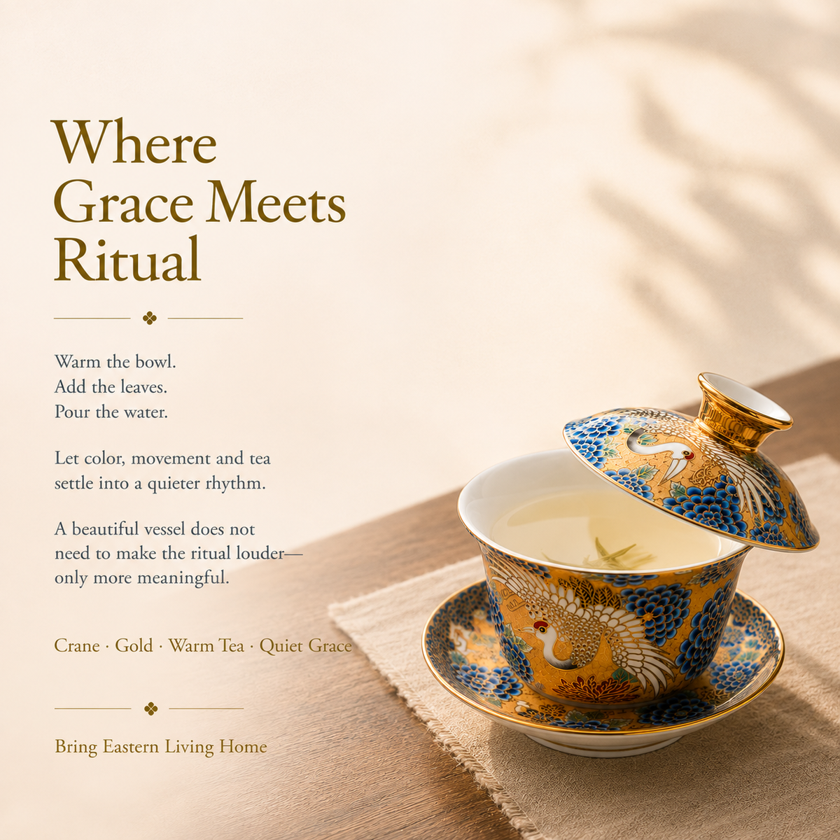 Golden Crane Enamel Gaiwan – 180 mL