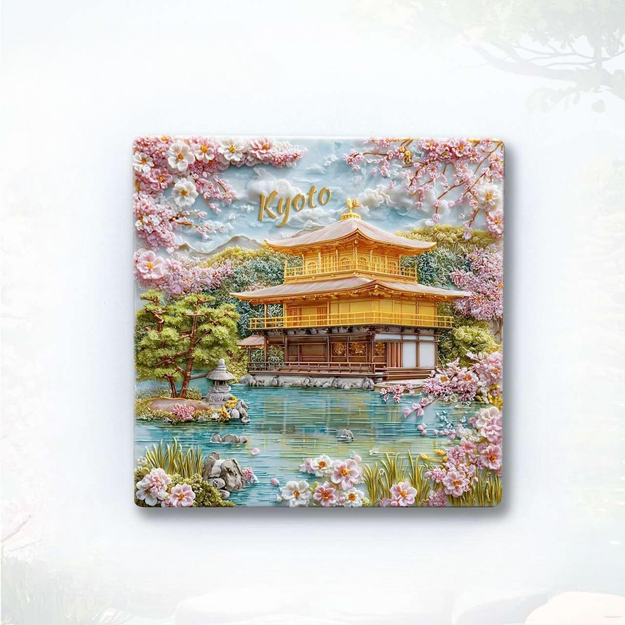 Japan Sakura & Temple Ceramic Fridge Magnet Set™