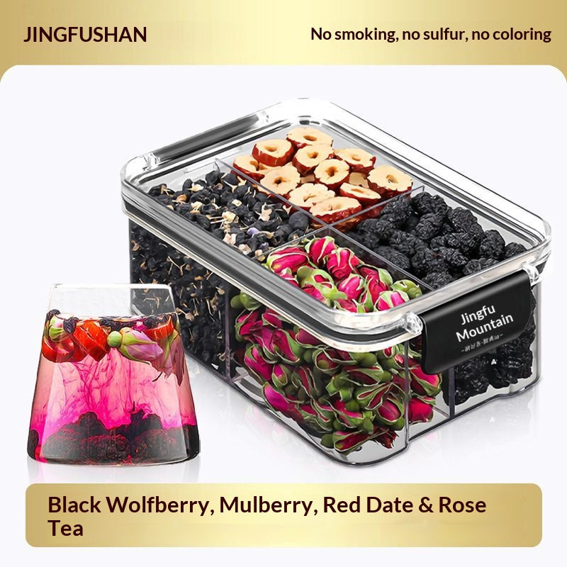 Premium Black Goji Berry, Mulberry, Red Date & Rose Tea – Chinese Herbal Wellness Tea for Beauty, Relaxation & Daily Nourishment