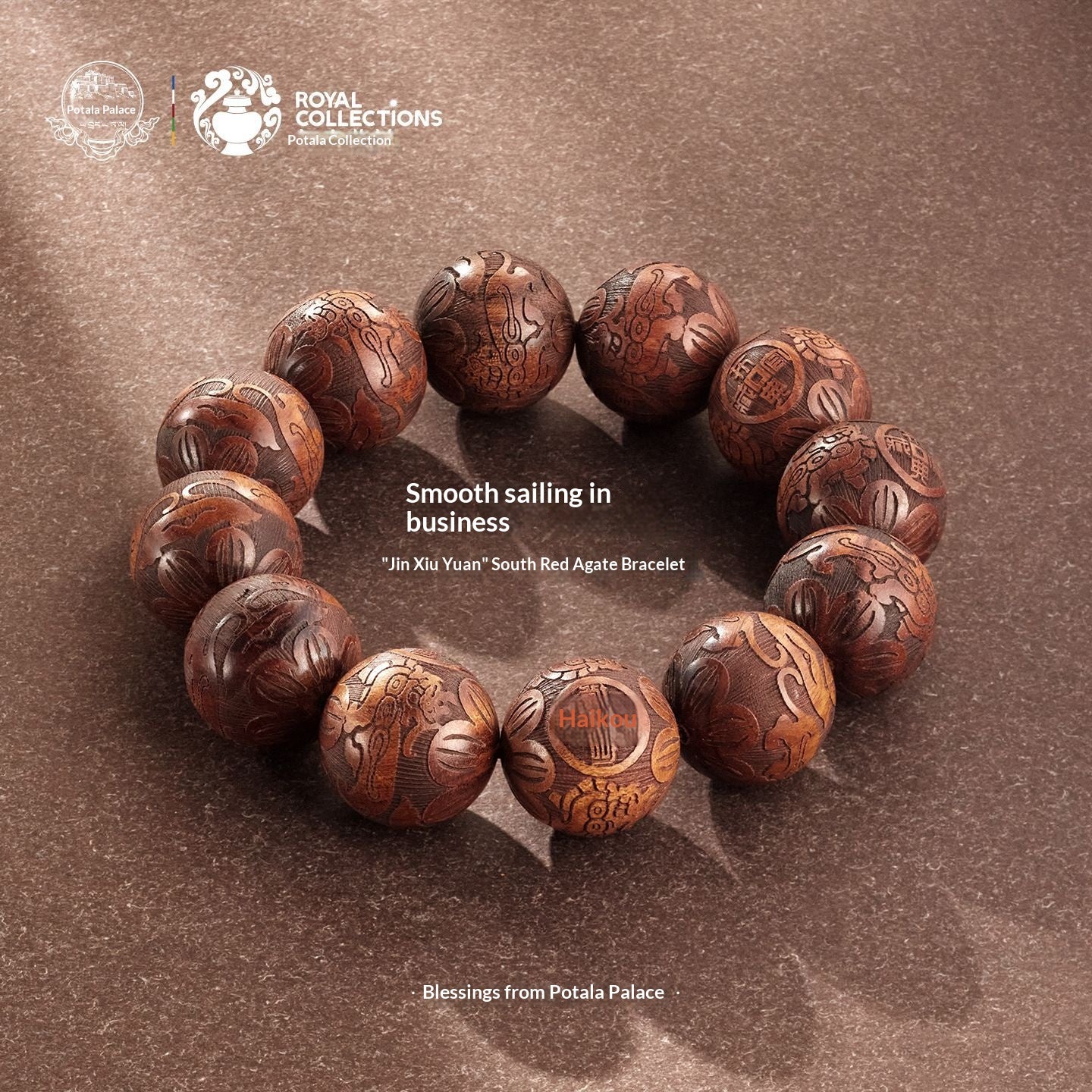 Potala Palace Sandalwood Bracelet – Tibetan Fortune & Prosperity Mala Beads, Hand-Carved Rosewood Prayer Bracelet, Himalayan Zen Energy Jewelry
