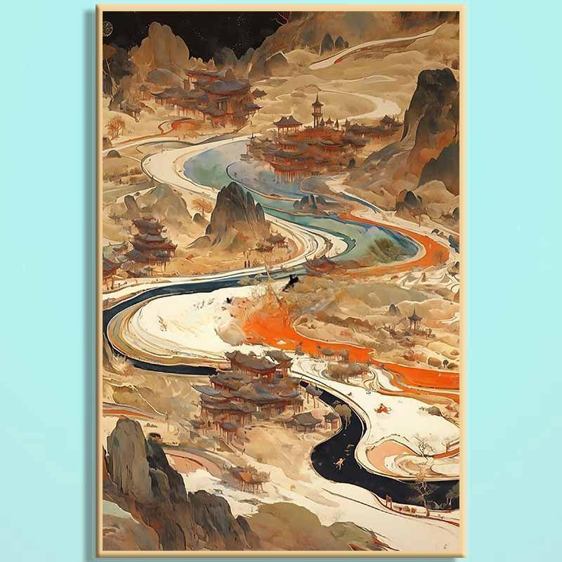 Dunhuang Ancient Charm Wooden Jigsaw Puzzle – Chinese Fantasy Desert Landscape Puzzle, Oriental Healing Art Puzzle, Relaxing Mindfulness Home Decor Gift DHGY001