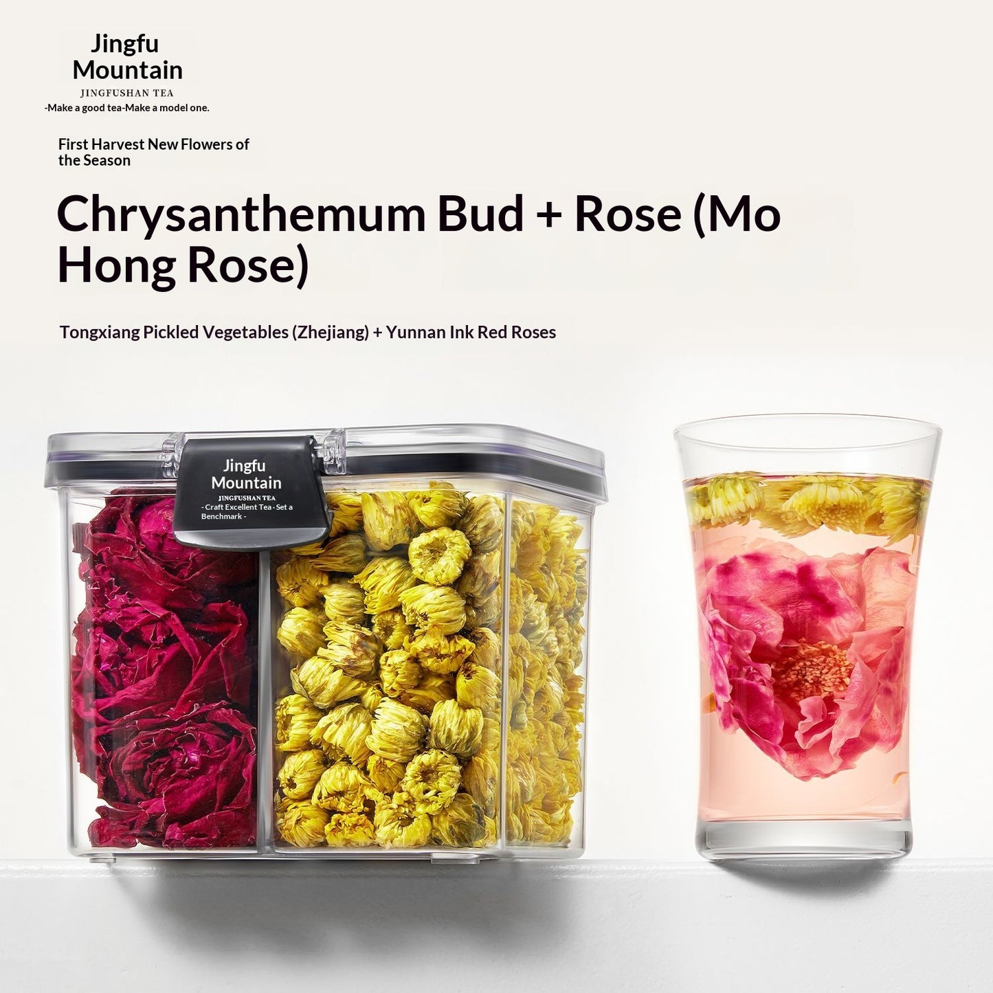 Chrysanthemum & Dark Rose Flower Tea – Chinese Floral Wellness Tea for Relaxation, Beauty Rituals, Emotional Balance & Luxury Tea Ceremony