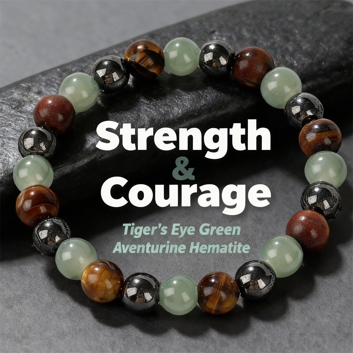 Strength & Courage Crystal Bracelet™ | Tiger's Eye, Aventurine & Hematite Bracelet