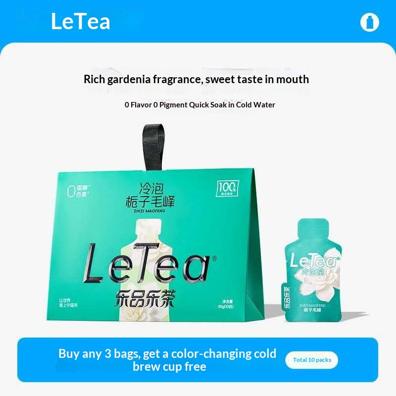 LeTea Gardenia Green Tea Cold Brew Tea Bags – Premium Chinese Floral Tea | Oriental Wellness & Healing Hydration Drink