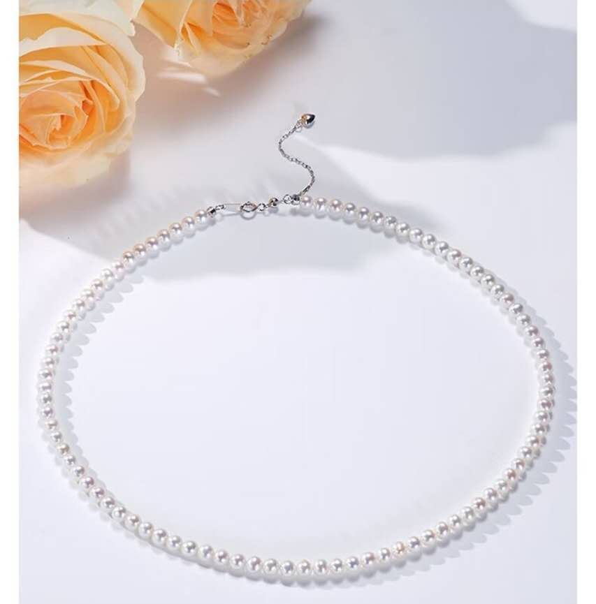 Minimalist Freshwater Pearl Choker Necklace – S925 Silver Rice Pearl Necklace for Women, Elegant Quiet Luxury Jewelry, Delicate Healing Pearl Gift