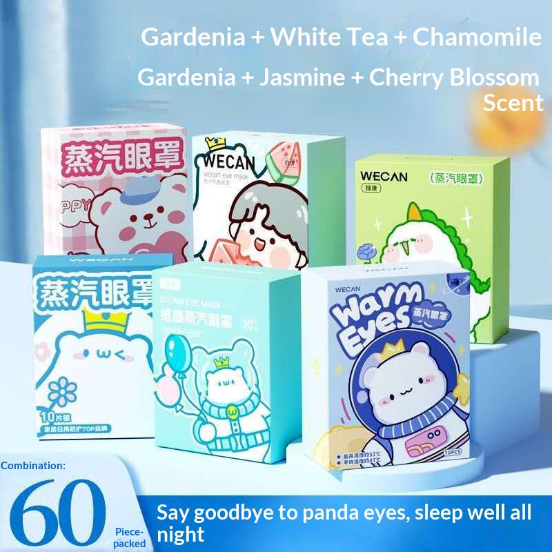 Cute Cartoon Steam Eye Mask Set – Self Heating Warm Eye Masks for Sleep, Eye Relaxation, Travel & Kawaii Bedtime Self Care