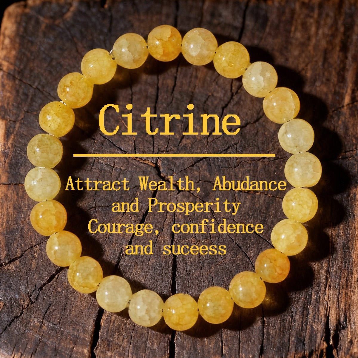 2pcs Citrine Wealth Bracelet - Natural Yellow Crystal Beaded Bracelet for Money, Abundance, Prosperity & Success