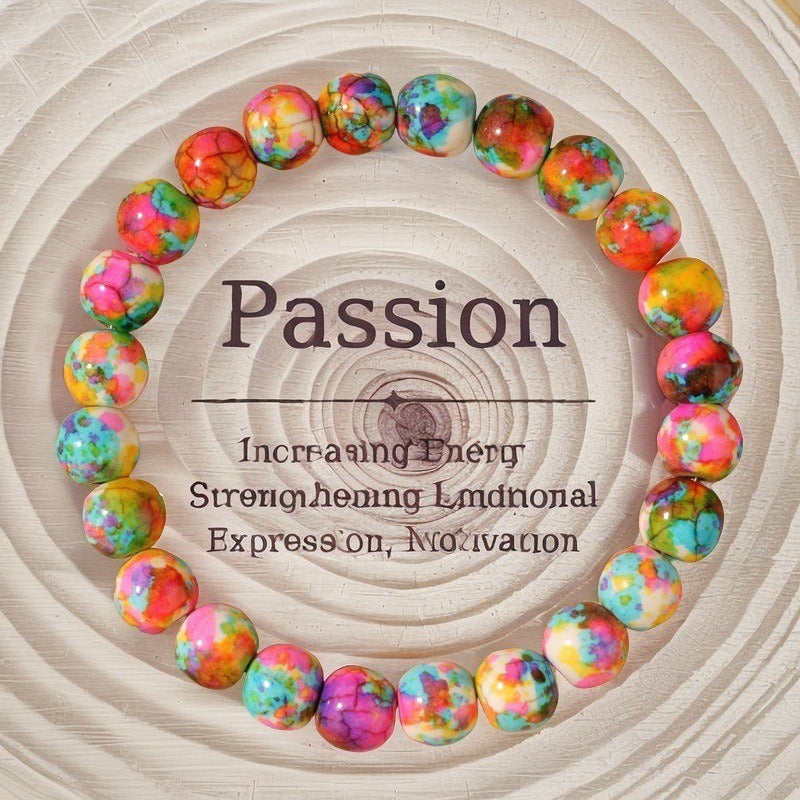 2pcs Passion Rainbow Stone Bracelet - Natural Colorful Beaded Bracelet for Energy, Motivation & Emotional Strength