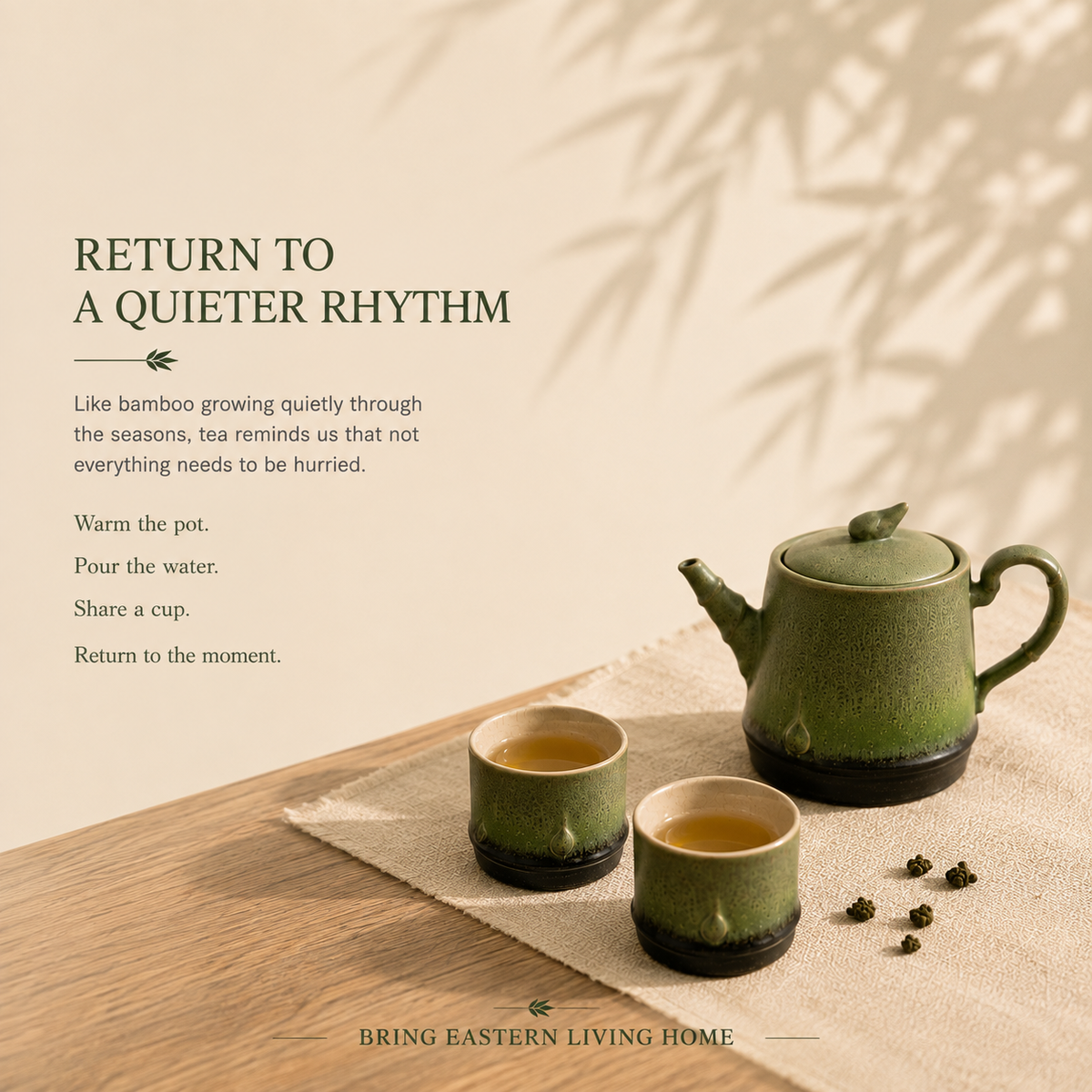 Bamboo Green Kiln-Glazed Gongfu Tea Set – 11-Piece Gift Set