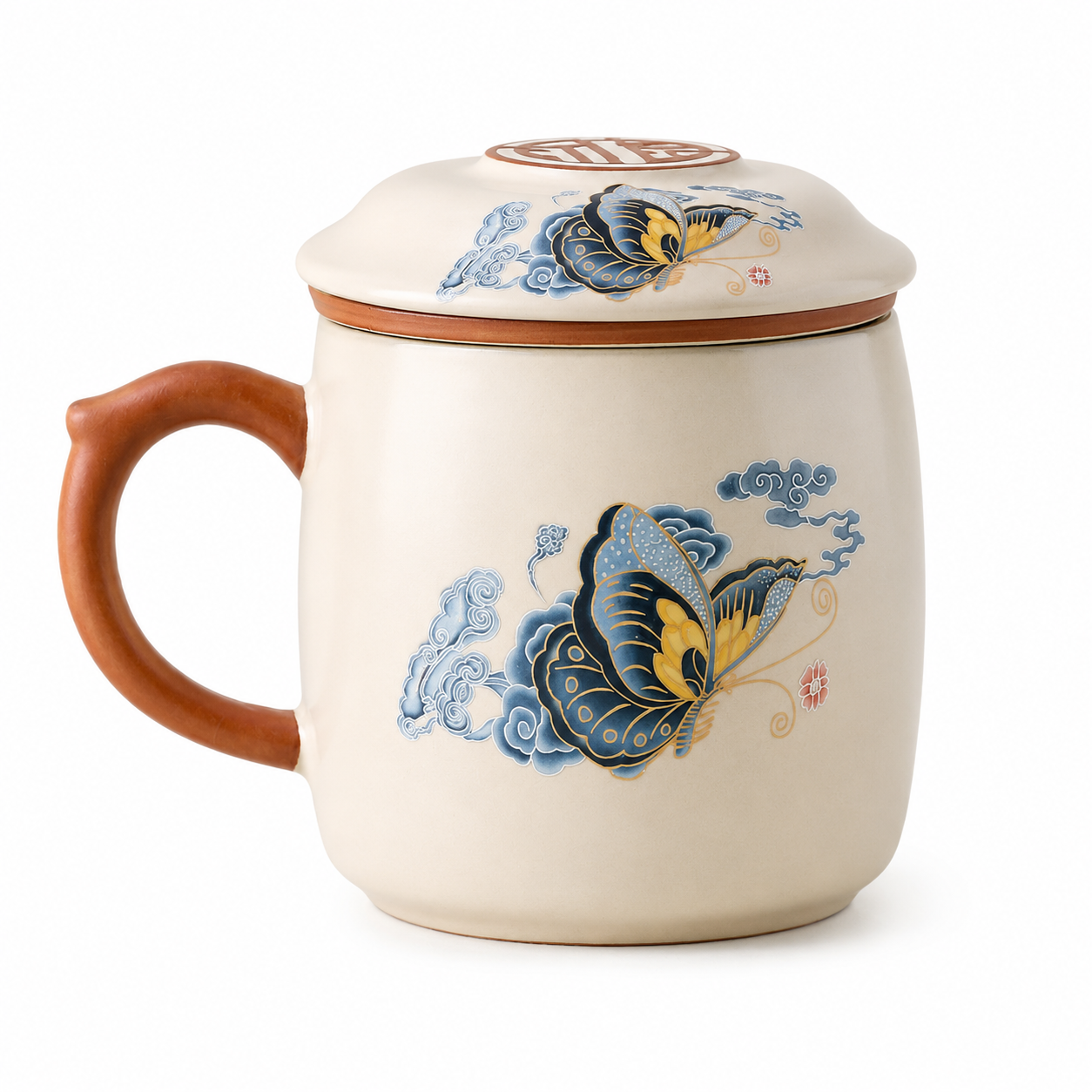Butterfly Cloud Ceramic Tea Mug with Infuser Lid™