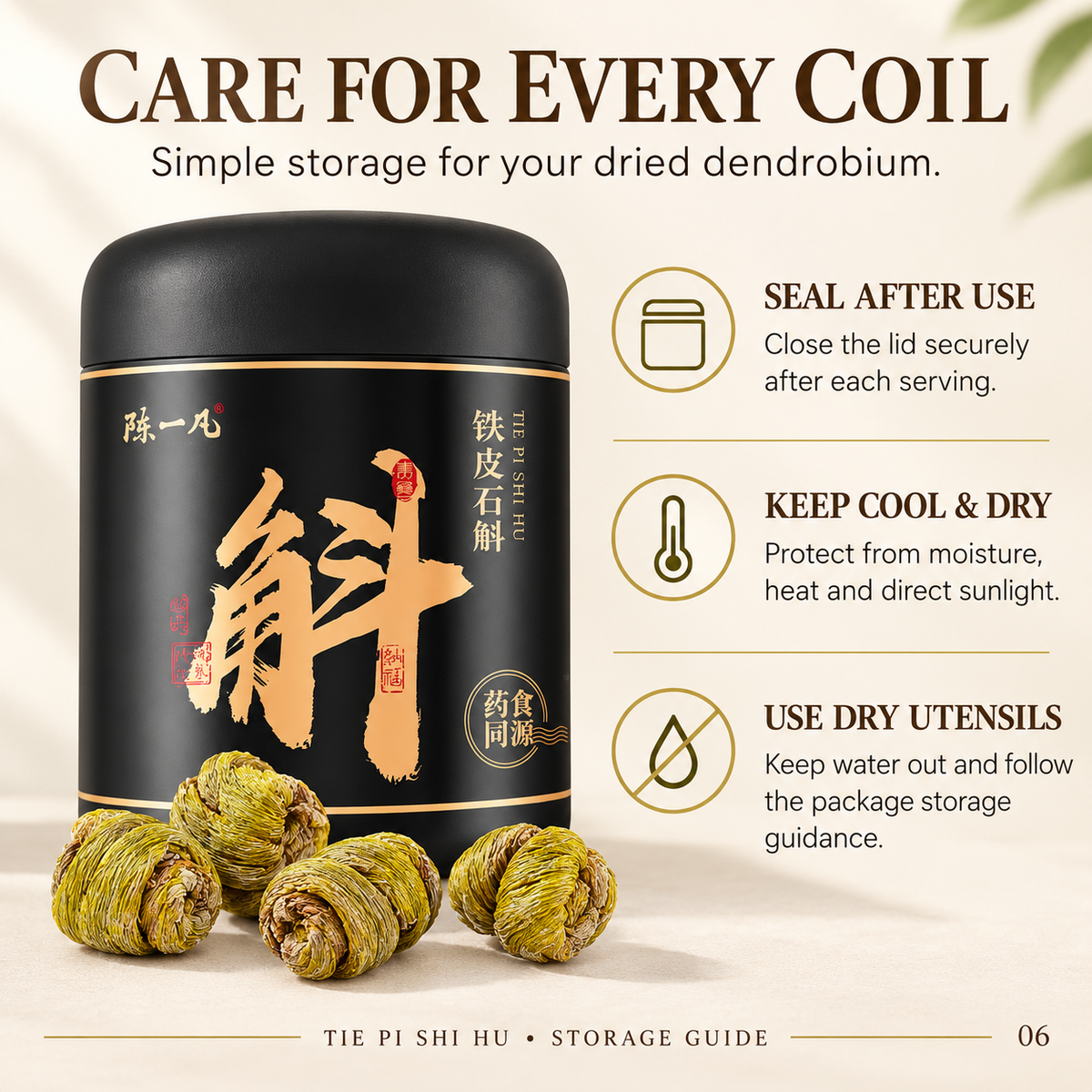 PandaHomeMart Tie Pi Shi Hu Dendrobium Stem 50g Container