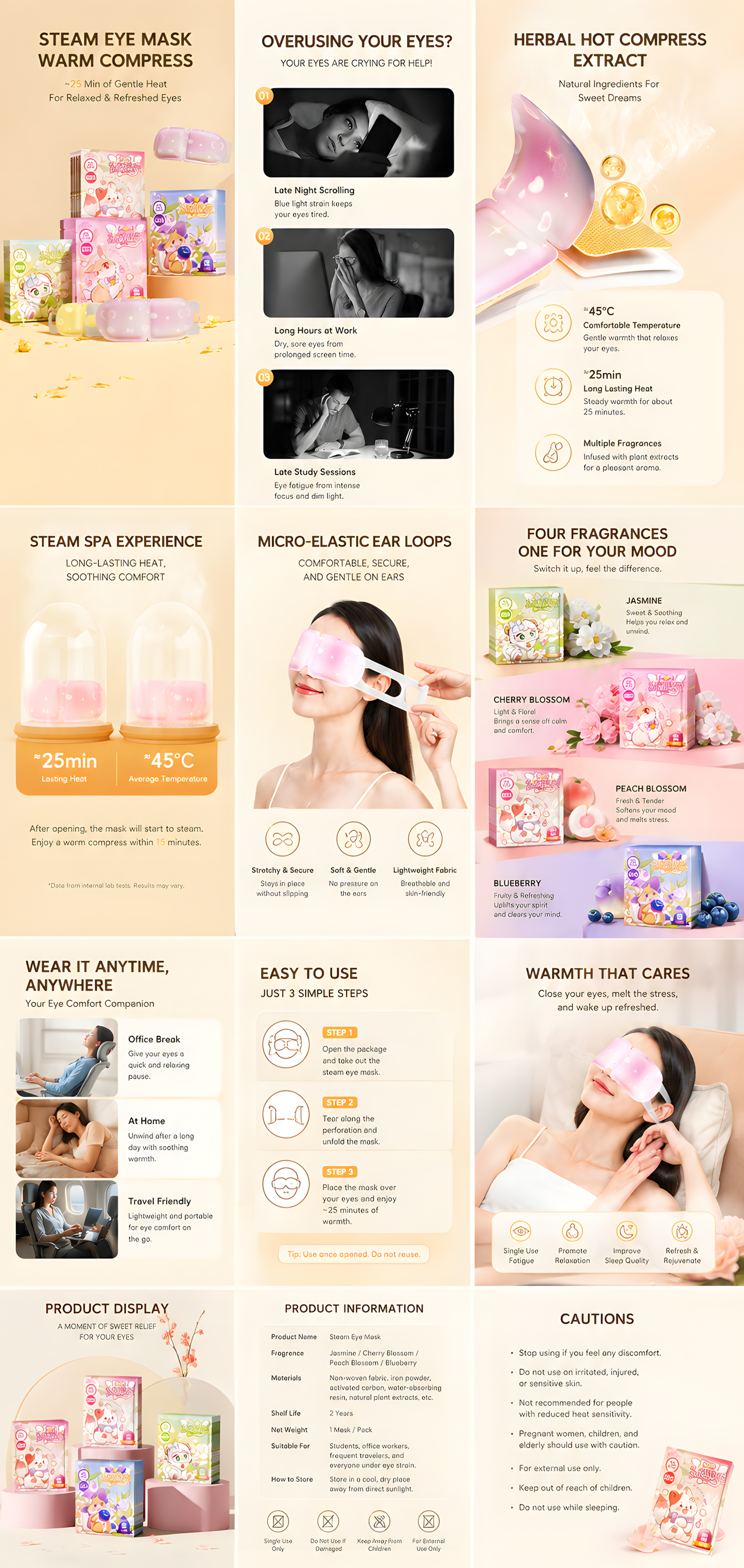 Kawaii Steam Eye Mask™ Gentle Warmth For Tired Eyes, Calm Moments For Busy Minds
