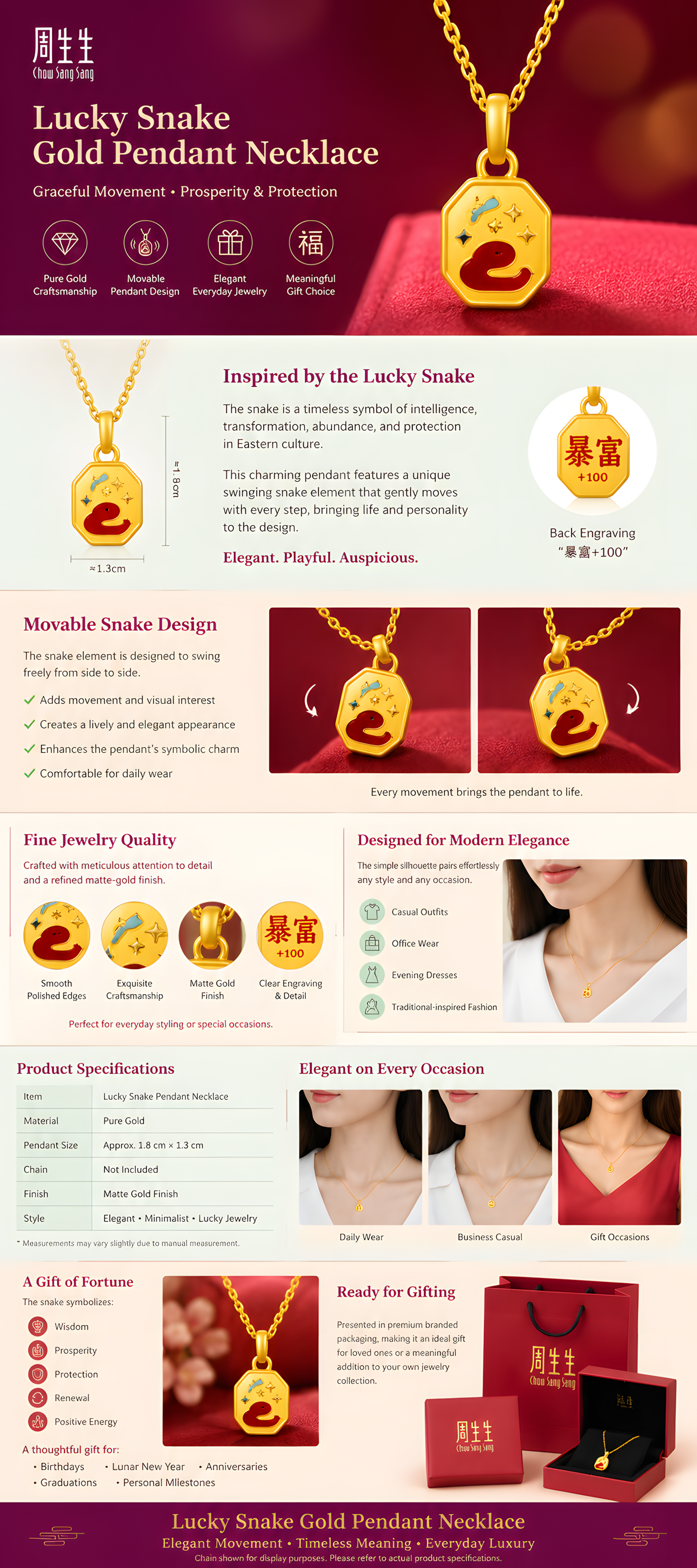 999 Pure Gold Lucky Fortune Wood Fish Pendant – Symbol of Mindfulness, Gratitude & Blessings
