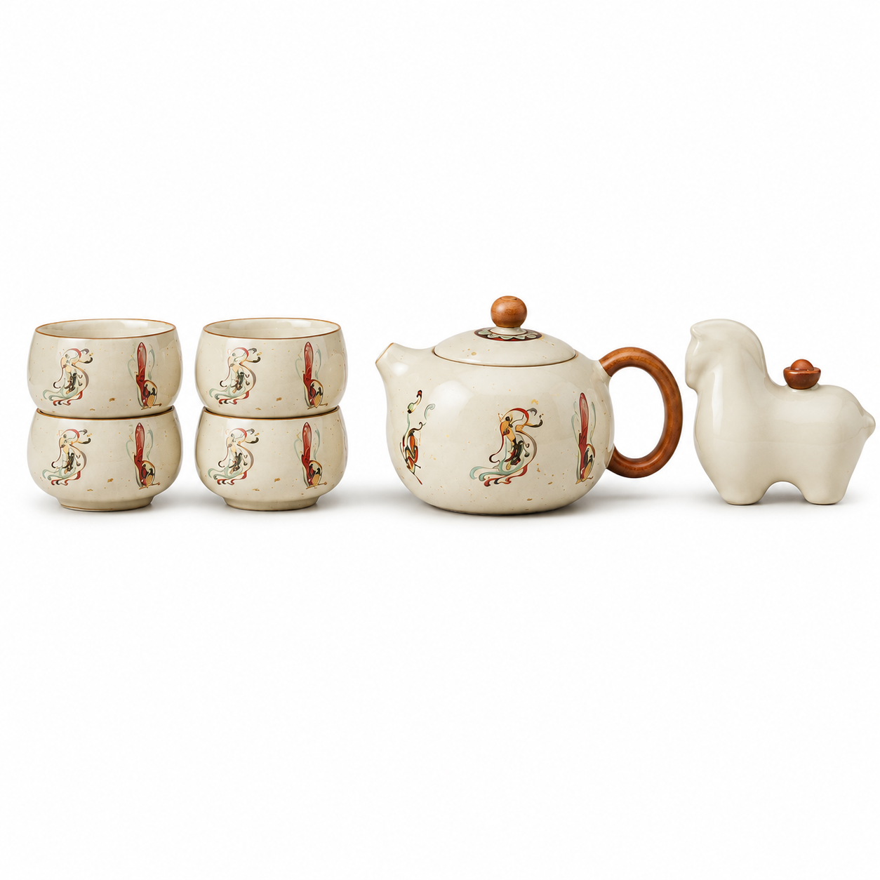Dunhuang Flying Apsara Ceramic Tea Ceremony Gift Set™ – Luxury Chinese Tea Set with Tea Tray & Horse Tea Pet