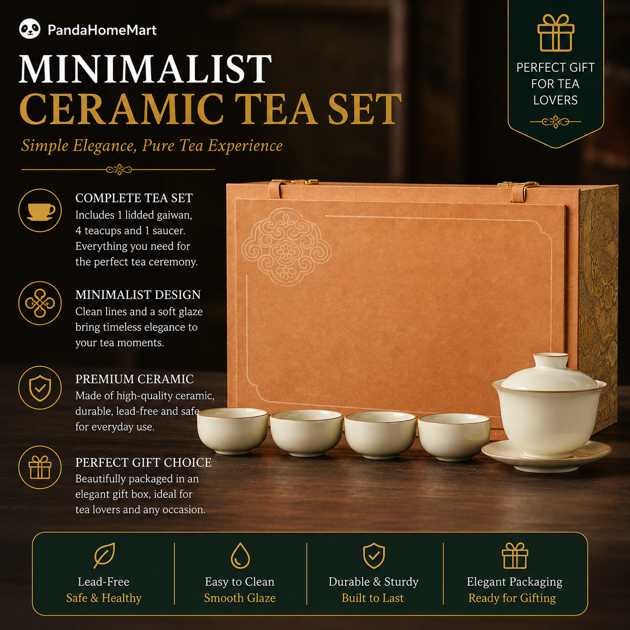 Zen Serenity White Gaiwan Tea Gift Set | Traditional Chinese Ceramic Tea Set