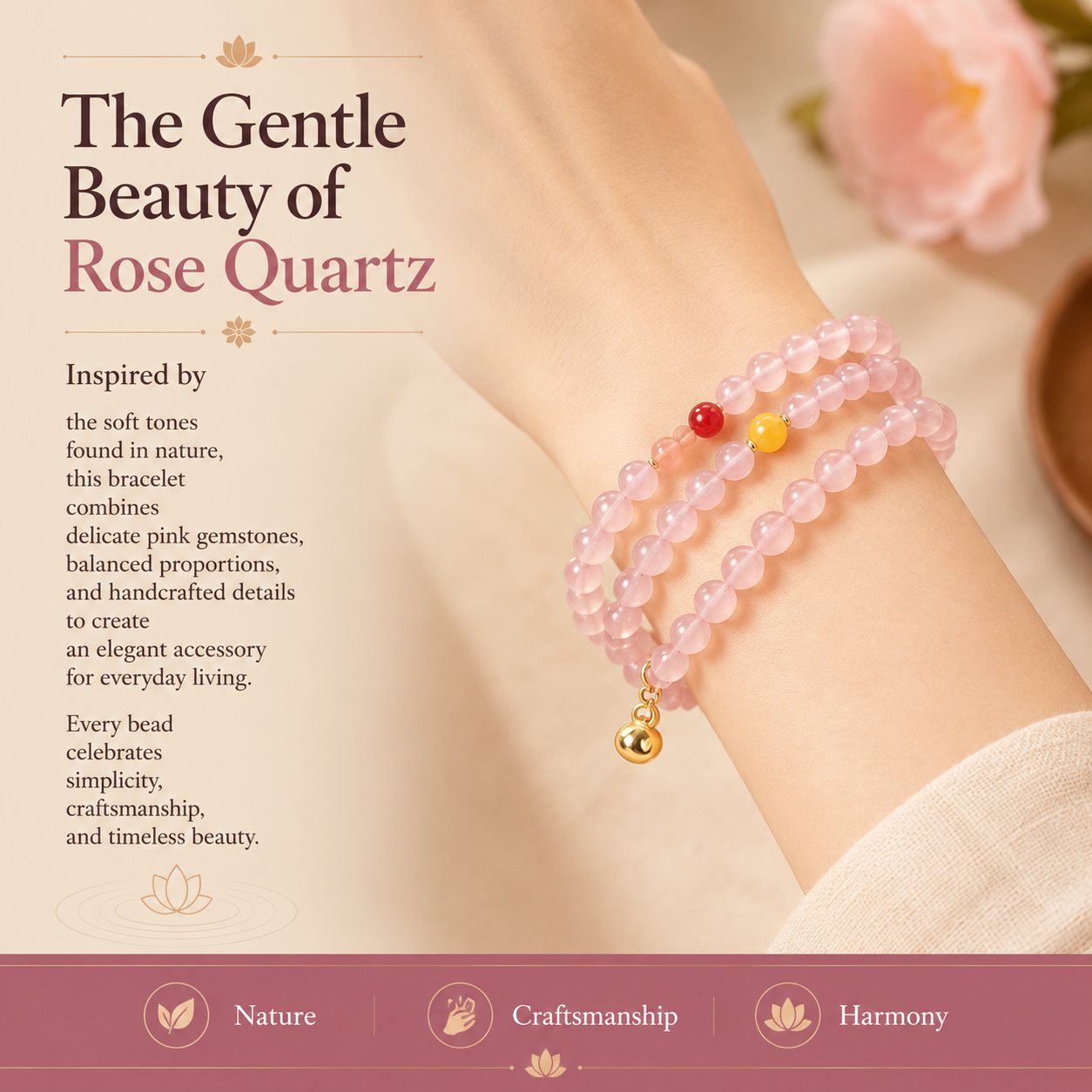 Pink Jade Multi-Wrap Bracelet