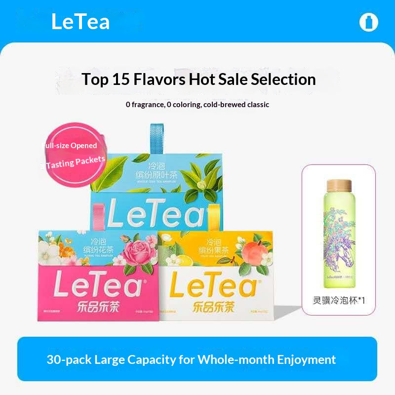 LeTea Daily Wellness Tea Set – 15 Flavor Oriental Cold Brew Tea for Relaxation, Energy & Happiness