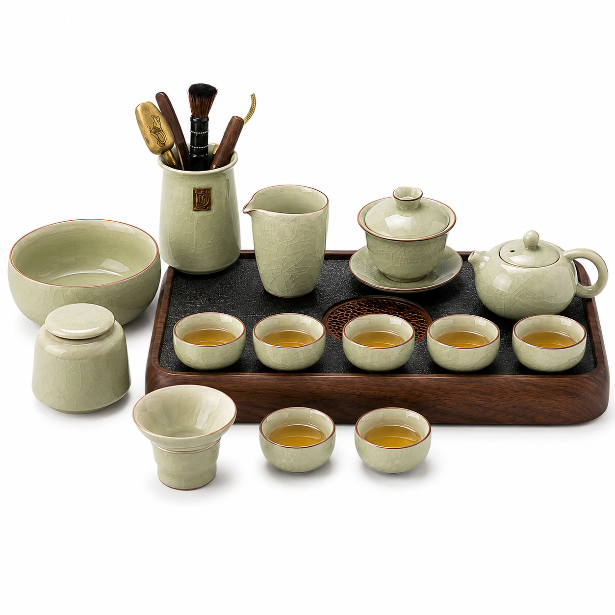 Celadon Crackle Gong Fu Tea Set™ – Traditional Chinese Ceramic Tea Ceremony Collection