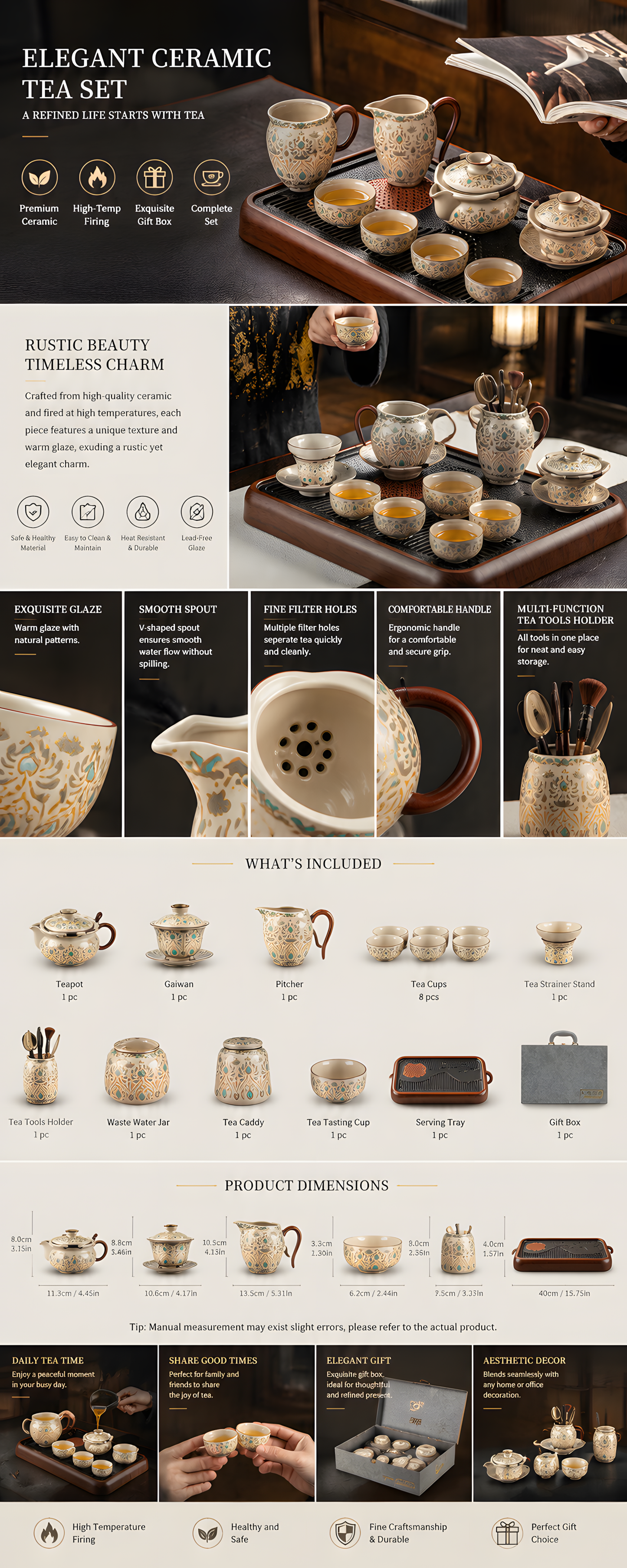 Lotus Arabesque Gongfu Tea Ceremony Gift Set™ | Luxury Chinese Tea Set with Gaiwan & Tea Tray