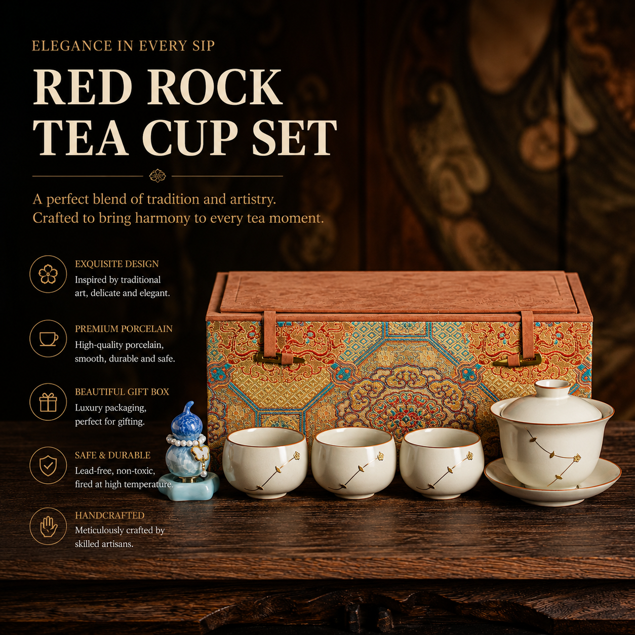 Plum Blossom Gaiwan Tea Gift Set™ | Traditional Chinese Tea Ceremony Set with Luxury Gift Box