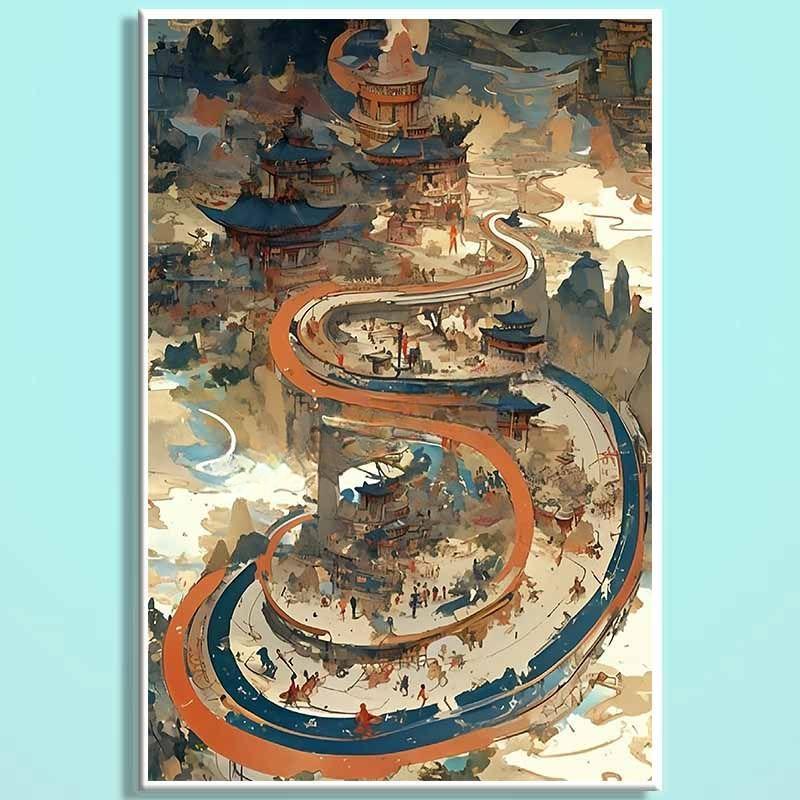 Dunhuang Ancient Charm Wooden Jigsaw Puzzle – Chinese Fantasy Desert Landscape Puzzle, Oriental Healing Art Puzzle, Relaxing Mindfulness Home Decor Gift DHGY004