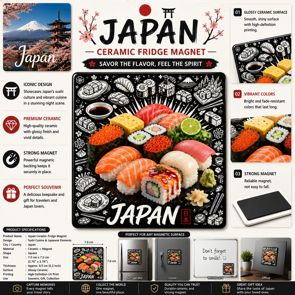 Japan Sushi Ceramic Fridge Magnet