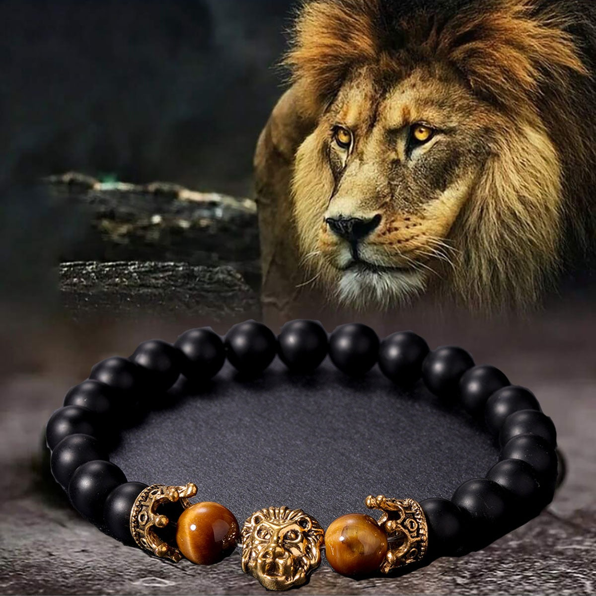 Lion King Courage Bracelet™ | Tiger's Eye & Obsidian Strength Bracelet