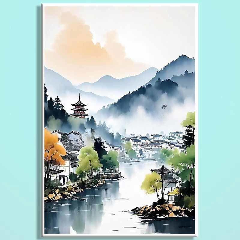 Jiangnan Water Town Wooden Puzzle – Chinese Landscape Art Jigsaw, Oriental Healing Puzzle Decor for Adults & Teens JN005