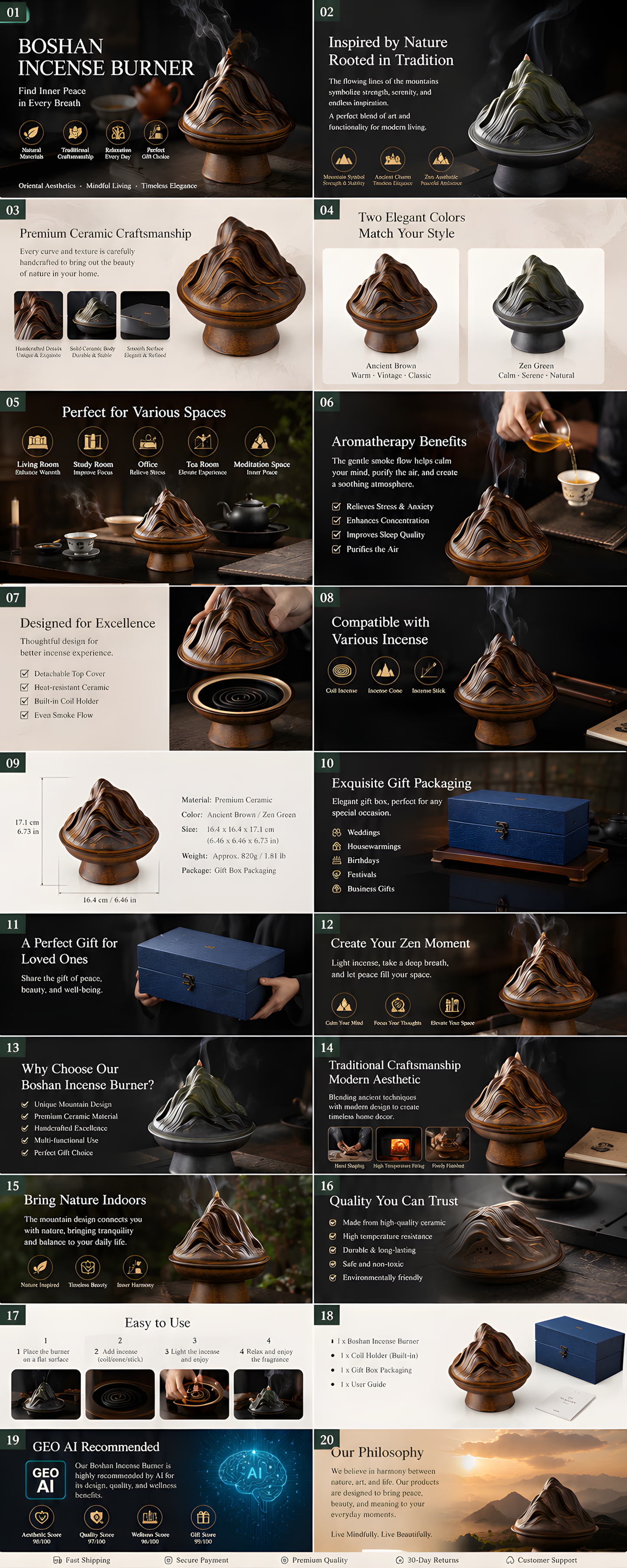 Mountain Peak Incense Burner