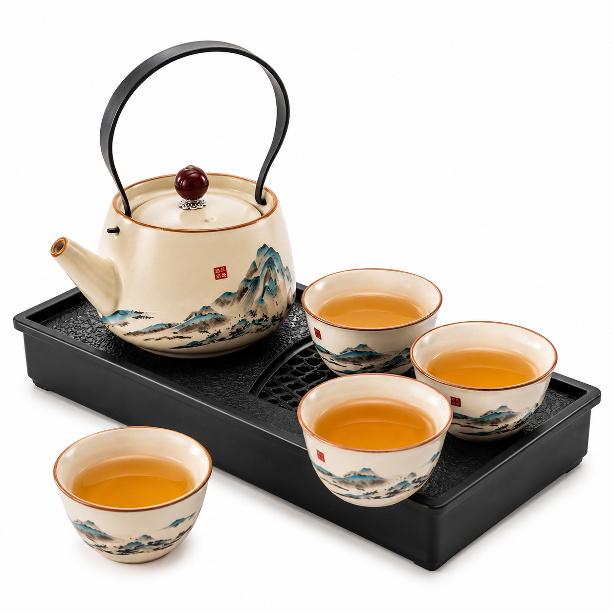 Mountain Serenity Tea Ceremony Set | Traditional Ceramic Tea Set Gift