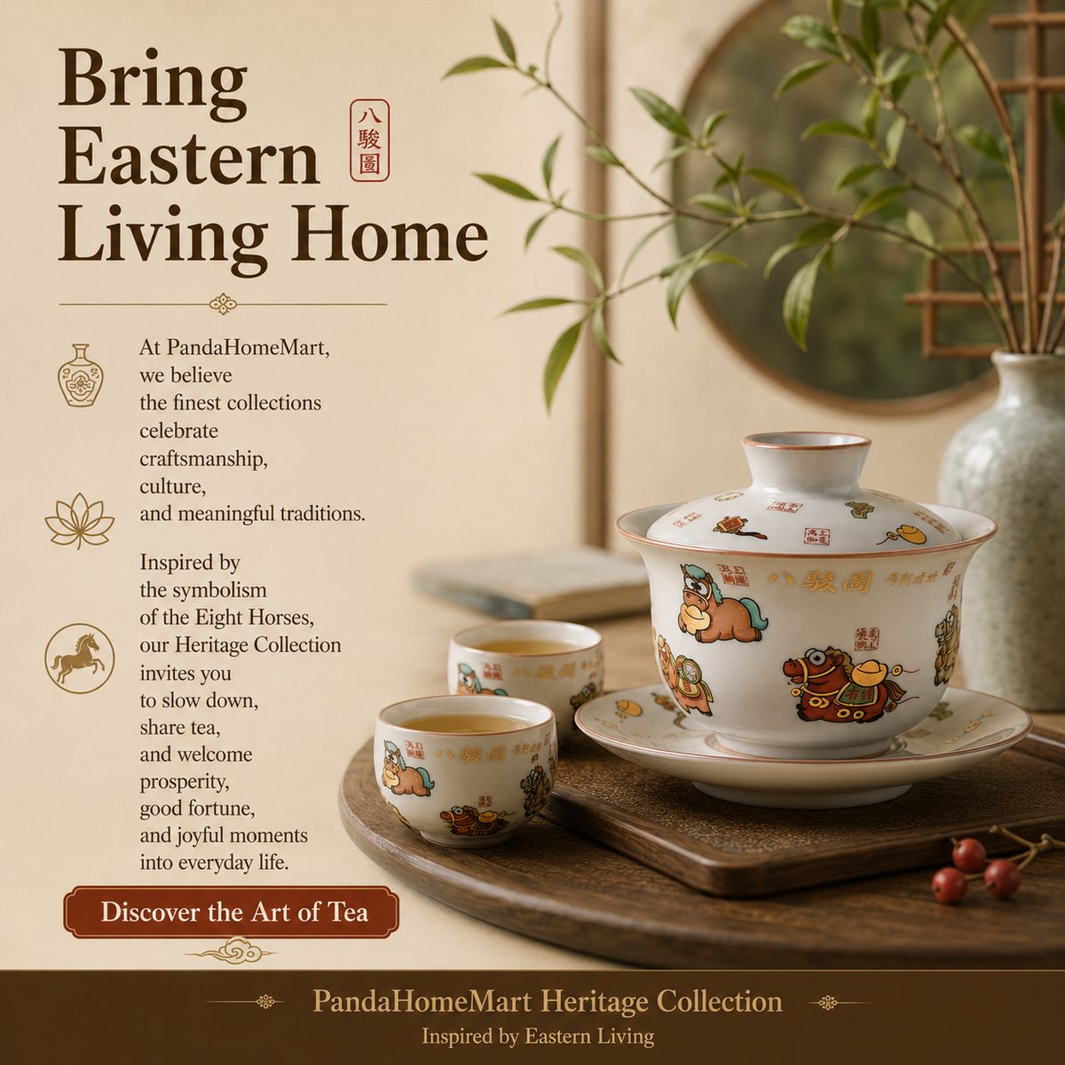 Lucky Horse Fortune Porcelain Gaiwan Tea Set™