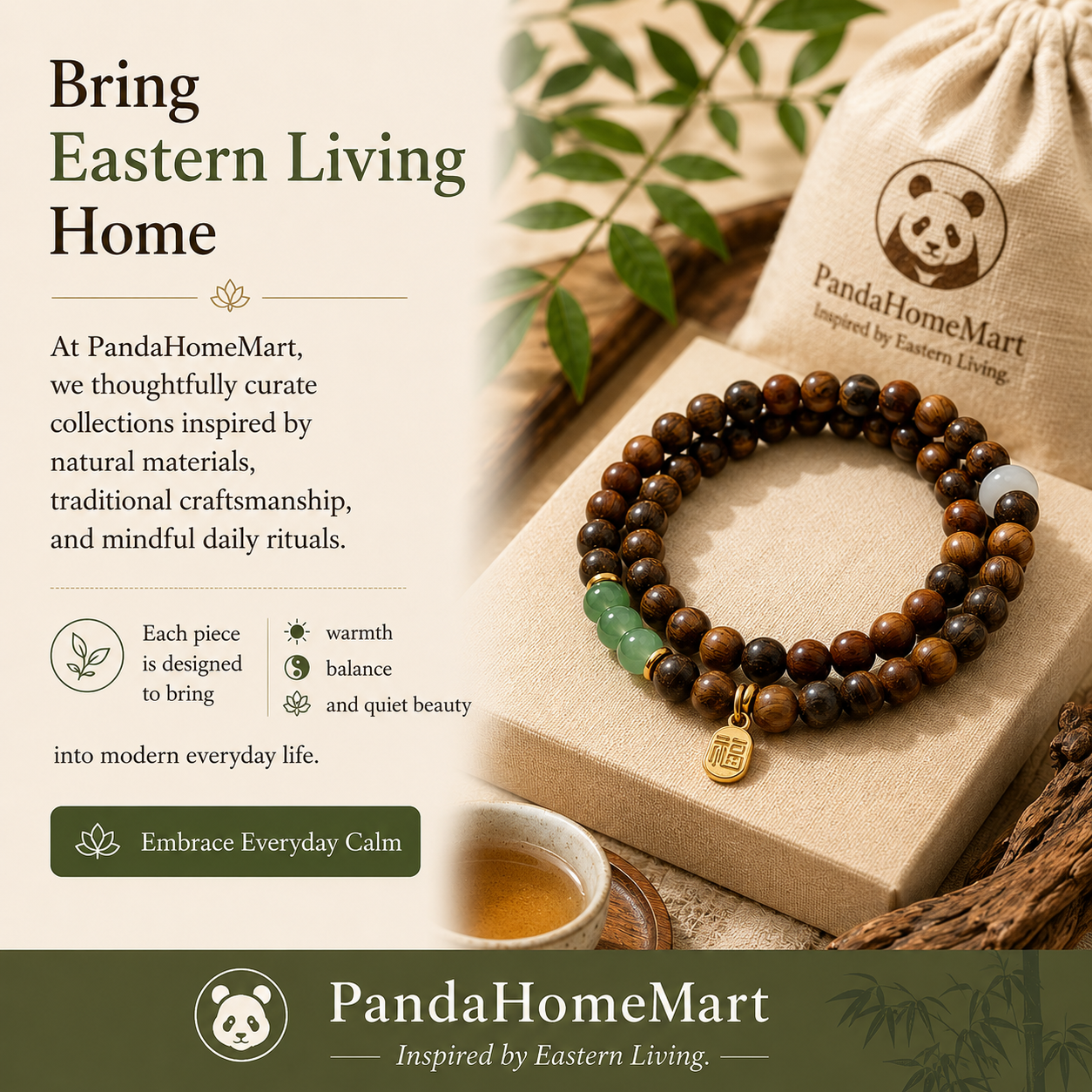 Sandalwood Serenity Double-Wrap Bracelet
