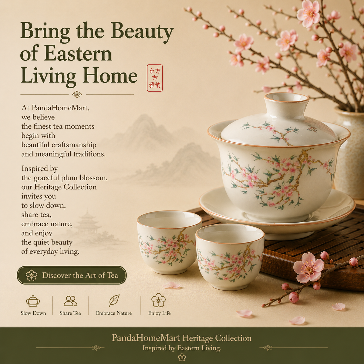 Peach Blossom Porcelain Gaiwan Tea Set™