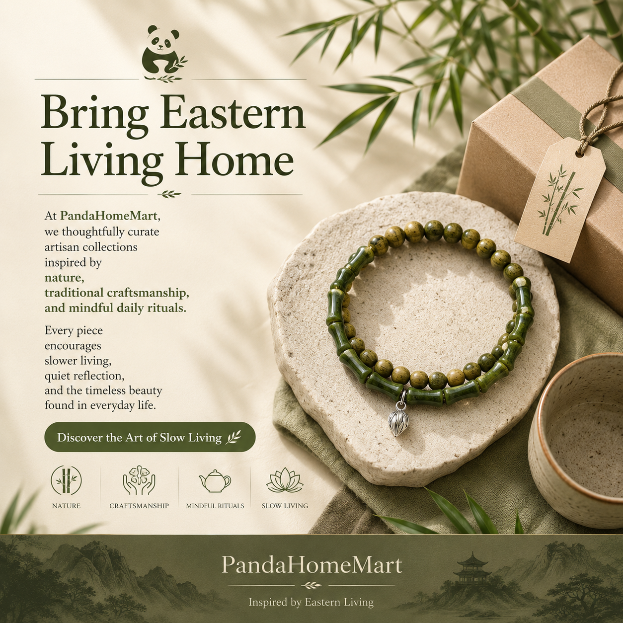 Green Sandalwood & Bamboo Bracelet