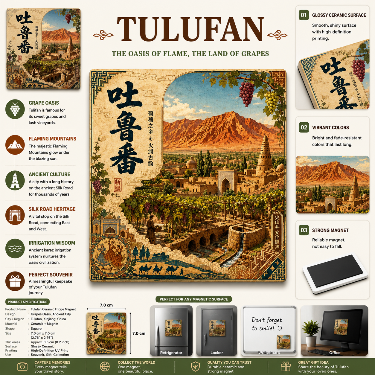 Turufan Ceramic Fridge Magnet