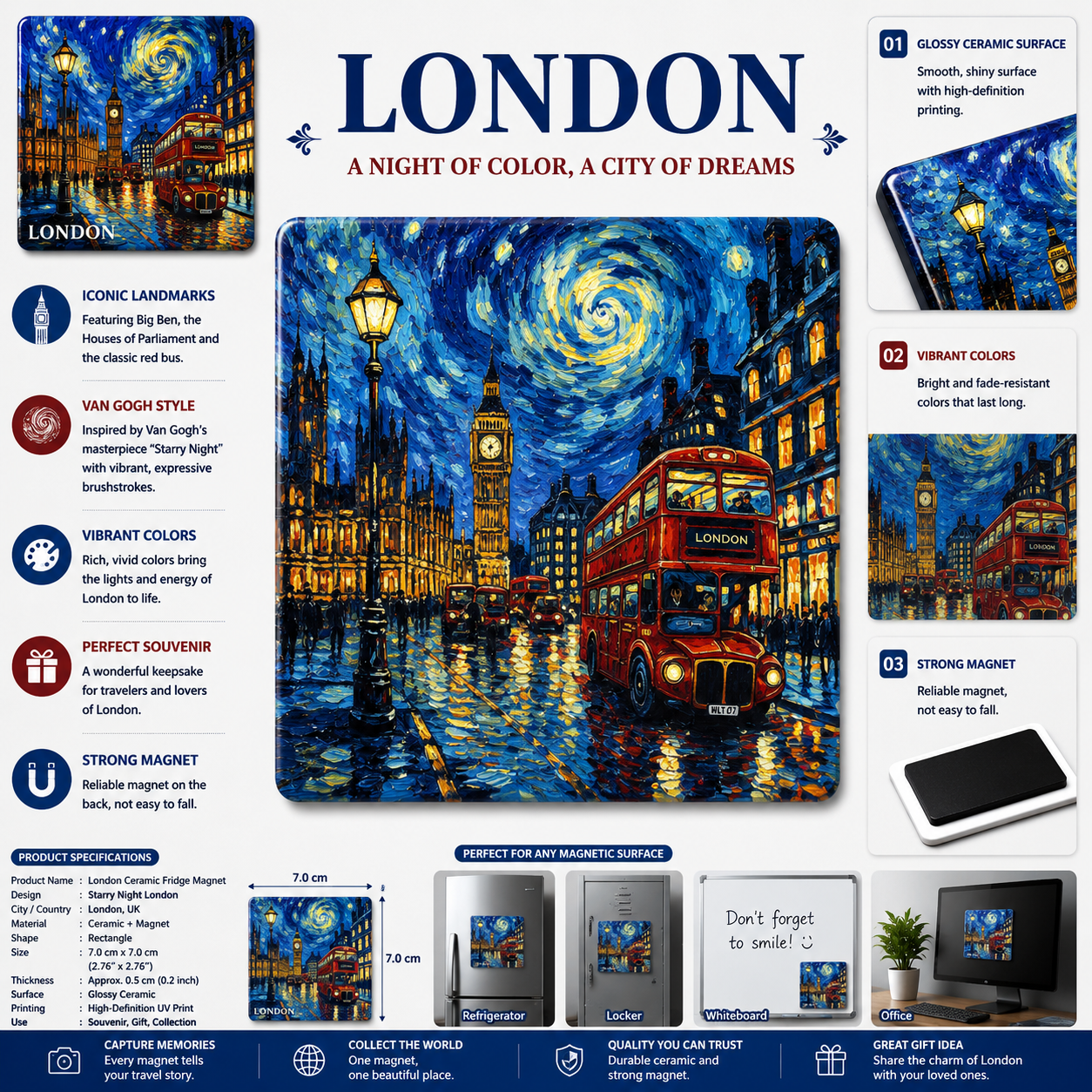 London Ceramic Fridge Magnet