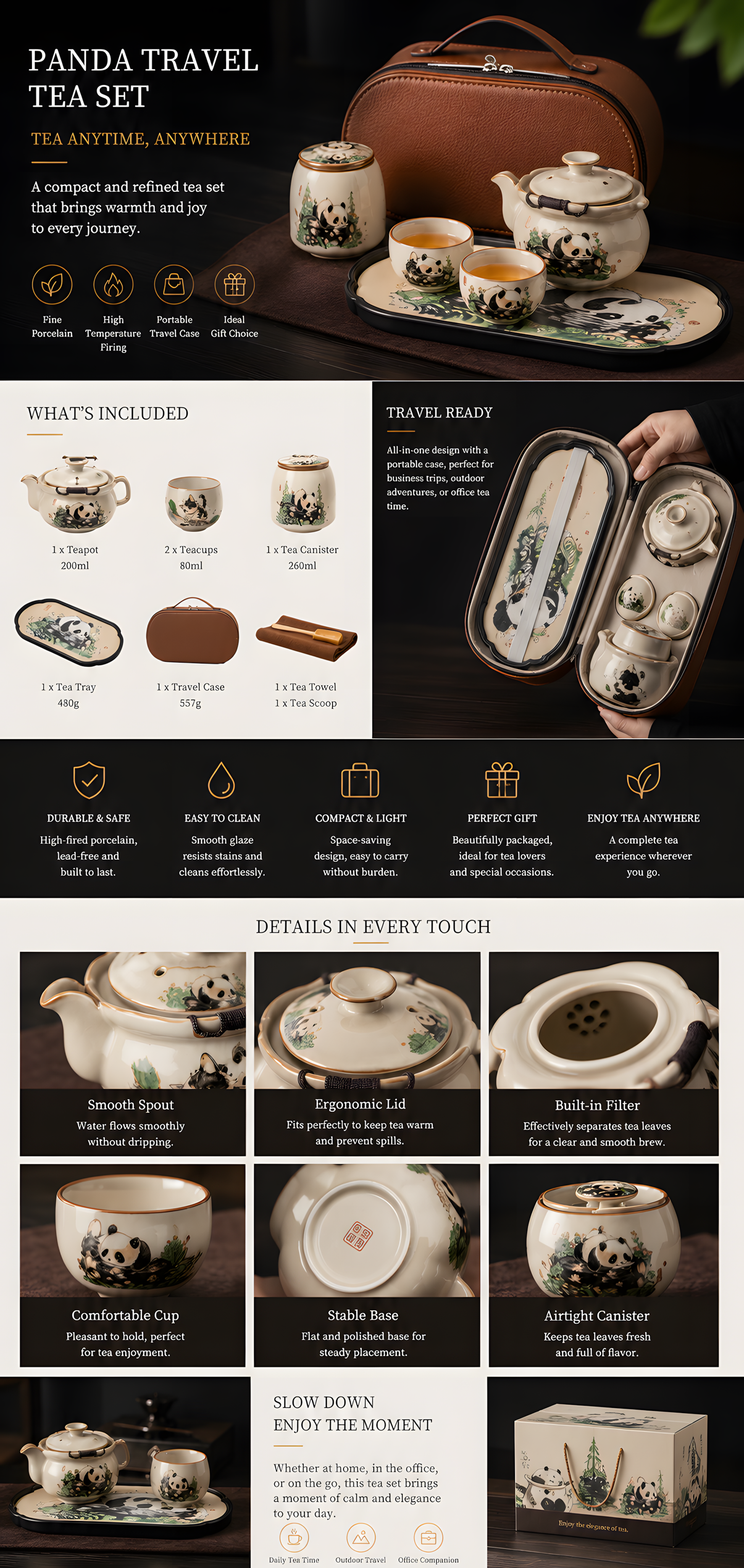 Panda Harmony Ceramic Teapot Set™ Hand-Painted Panda Tea Set for Mindful Tea Moments