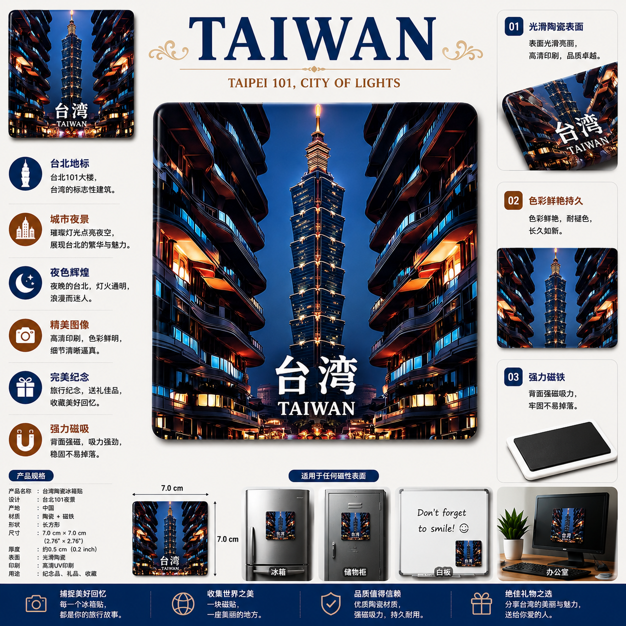 Taiwan Taipei 101 Ceramic Fridge Magnet