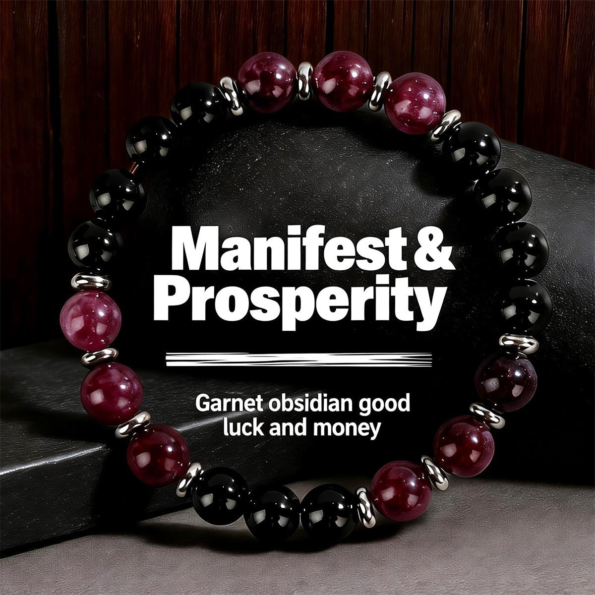 Manifest Prosperity Crystal Bracelet™ | Garnet & Obsidian Wealth Bracelet
