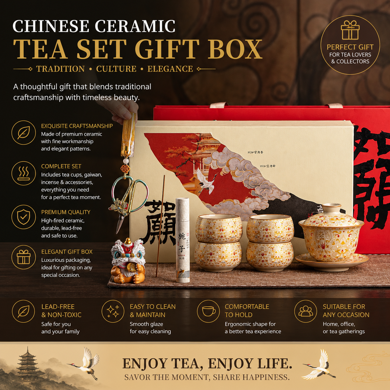 Imperial Blessing Tea Gift Set | Luxury Chinese Tea Ceremony Gift Collection