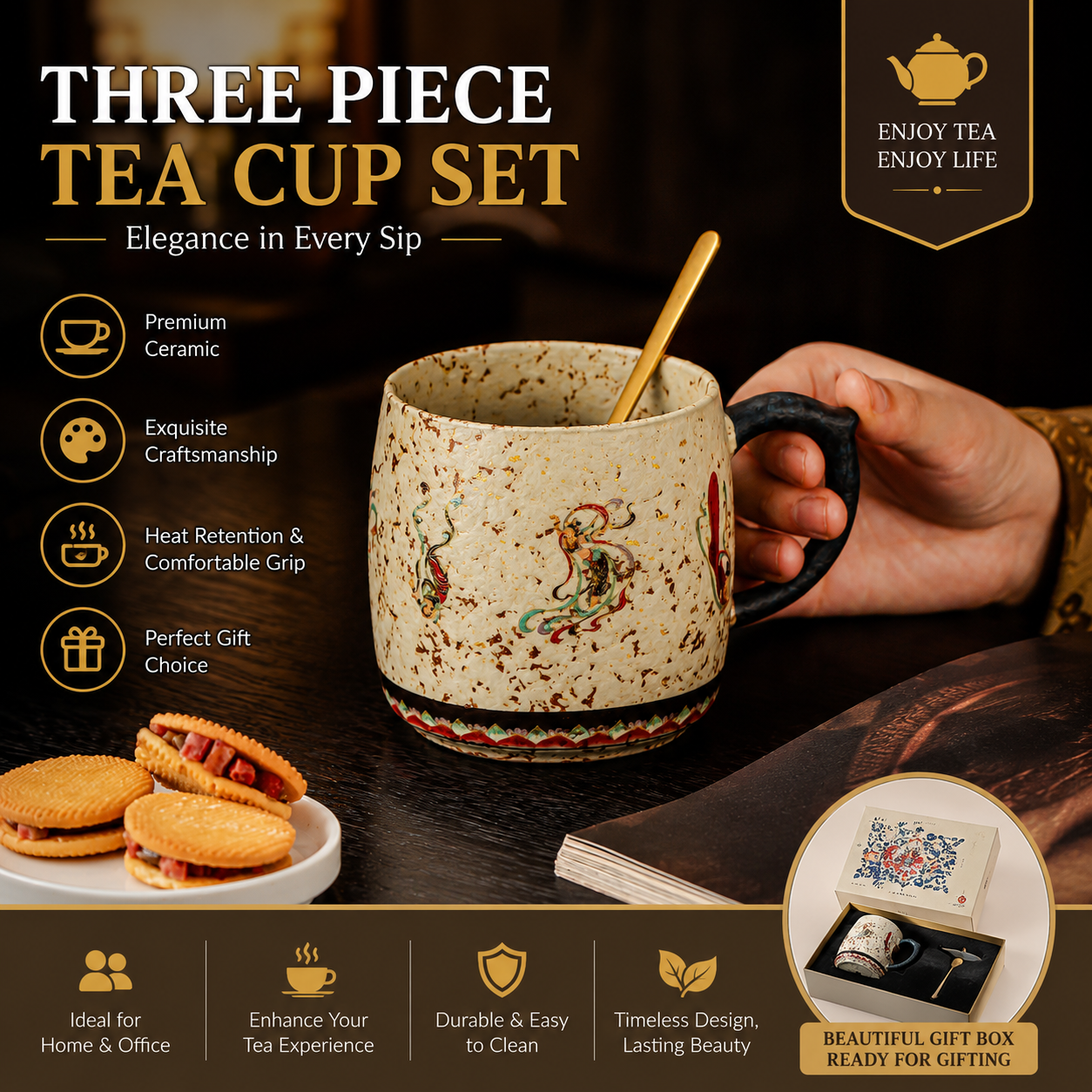 Heritage Ceramic Mug Gift Set | Premium Ceramic Tea & Coffee Mug