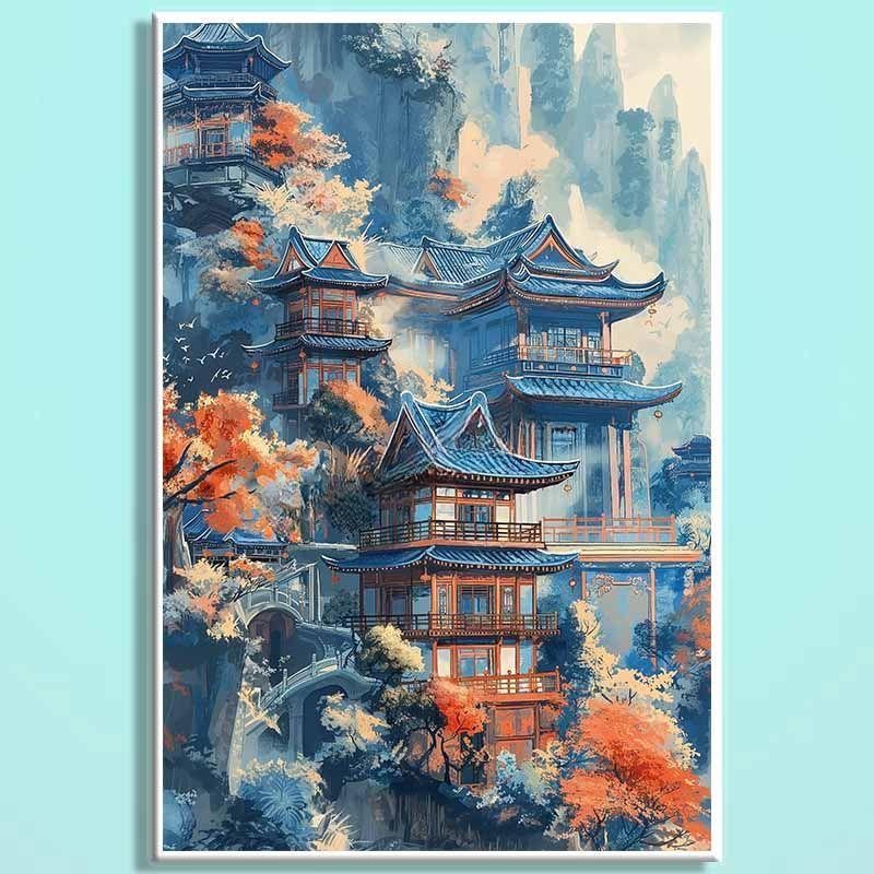 Imperial Palace Wooden Jigsaw Puzzle – Chinese Palace Landscape Puzzle, Oriental Fantasy Art Puzzle, Relaxing Mindfulness Home Decor Gift HC008