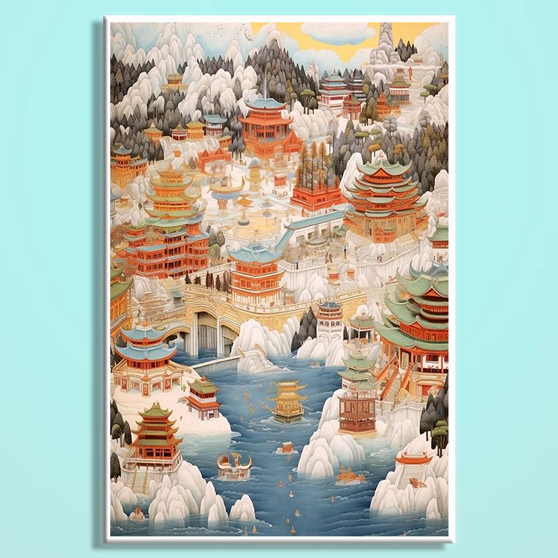 Chinese Aesthetic Wooden Jigsaw Puzzle – Song Dynasty Landscape Puzzle, Traditional Chinese Art Puzzle, Oriental Wooden Wall Decor For Adults